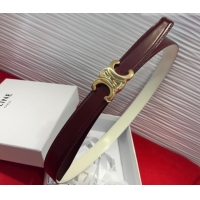 Discount Celine Triomphe Calf Leather Belt 2.5cm with Gold-Tone Buckle CL2012025 Dark Brown 2025
