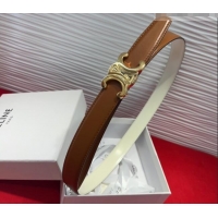 Grade Quality Celine Triomphe Calf Leather Belt 2.5cm with Gold-Tone Buckle CL2012025 Tan Brown 2025
