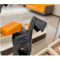 Unique Style Louis Vuitton Calfskin Leather Heel Slides Sandal 5.5cm Black 2026 LV030301