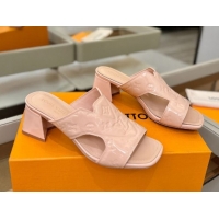 Best Product Louis Vuitton Patent Leather Heel Slides Sandal 5.5cm Light Pink 2026 LV030301