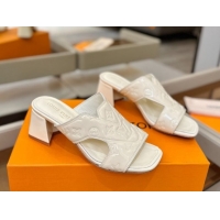 Pretty Style Louis Vuitton Patent Leather Heel Slides Sandal 5.5cm White 2026 LV030301