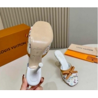 Good Quality Louis Vuitton LV x TM 6AM Heel Slides Sandal 9cm with Bow White 2026 1AJSD9