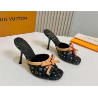 Durable Louis Vuitton LV x TM 6AM Heel Slides Sandal 9cm Black 2026 1AJSD9