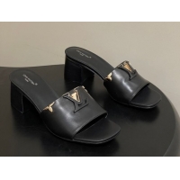 Top Design Louis Vuitton LV Mare Heel Slides Sandal 4.5cm Black 2026 1AITQM