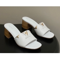 Low Price Louis Vuitton LV Mare Heel Slides Sandal 4.5cm White 2026 1AITQM