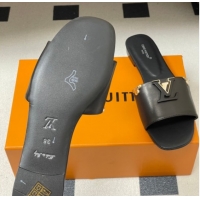 Shop Duplicate Louis Vuitton LV Mare Flat Slides Sandal Black 2026 1AITQM