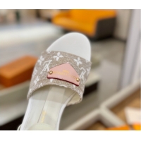 Luxurious Louis Vuitton Helios Wedge Sandals 11cm in Monogram Jacquard Grey 2026 1AHLOA