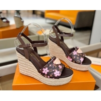 Good Quality Louis Vuitton Helios Wedge Sandals 11cm in Monogram/Pink Cherry 2026 1AHLOA