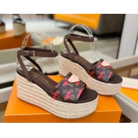 Perfect Louis Vuitton Helios Platform Sandals 9cm Monogram/Red Cherry 2026 1AHLOA