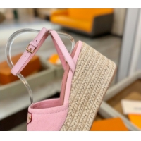 Duplicate Louis Vuitton Helios Platform Sandals 9cm in Monogram Denim Pink 2026 1AHLOA