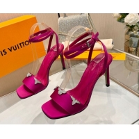 Buy Luxury Louis Vuitton Gala Heel Sandals 9cm in Satin with Monogram Flower Fuchsia Pink 2026 1AIUVK