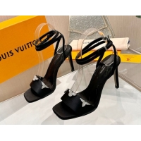 Best Price Louis Vuitton Gala Heel Sandals 9cm in Satin with Monogram Flower Black 2026 1AIUVK