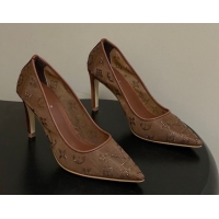 Luxurious Louis Vuitton Gala Pumps 8cm in Mesh and Strass Brown 2025 1AIELK