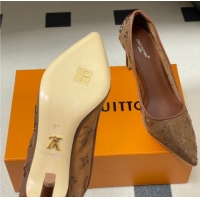 Luxurious Louis Vuitton Gala Pumps 8cm in Mesh and Strass Brown 2025 1AIELK