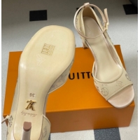 Most Popular Louis Vuitton Gala Heel Sandals 8.5cm in Translucent Mesh and Strass Nude 2026 1AJPS1