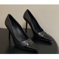 Stylish Louis Vuitton City Pumps 9.5cm in Calfskin and Patent Leather Black 2026 1AIT00