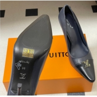 Discount Louis Vuitton City Pumps 9.5cm in Calfskin Leather Blue/Black 2026 1AIT00