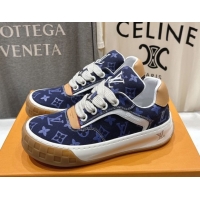 Sumptuous Louis Vuitton LV Tilted Sneakers in Damier Canvas Dark Blue 2026 1AJTJ9
