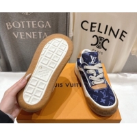 Sumptuous Louis Vuitton LV Tilted Sneakers in Damier Canvas Dark Blue 2026 1AJTJ9