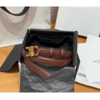 Discount Celine Triomphe Supple Calfskin Leather Belt 1.8cm 0911 Dark Brown 2025