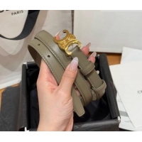 Buy Grade Celine Triomphe Supple Calfskin Leather Belt 1.8cm 0911 Green 2025