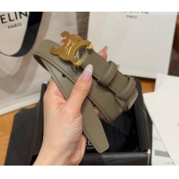 Good Looking Celine Triomphe Supple Calfskin Leather Belt 2.5cm 0911 Green 2025