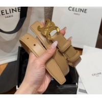 Discount Design Celine Triomphe Supple Calfskin Leather Belt 2.5cm 0911 Beige 2025