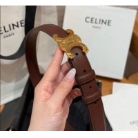 Best Quality Celine Triomphe Supple Calfskin Leather Belt 2.5cm 0911 Dark Brown 2025