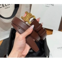 Best Quality Celine Triomphe Supple Calfskin Leather Belt 2.5cm 0911 Dark Brown 2025
