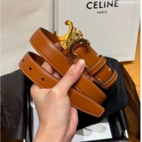 Low Price Celine Triomphe Supple Calfskin Leather Belt 2.5cm 0911 Brown 2025
