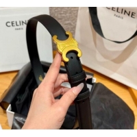 Traditional Specials Celine Triomphe Supple Calfskin Leather Belt 2.5cm 0911 Black 2025