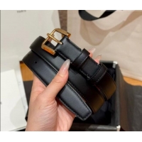 Best Quality Celine Supple Calfskin Leather Belt 2.5cm with Pin Buckle CE0911098 Black/Gold 2025