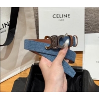 Best Price Celine Denim and Leather Belt 2.5cm with Triomphe Buckle CE0911099 Blue/Brown/Silver 2025