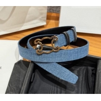 Cheapest Celine Denim and Leather Belt 2.5cm with Cutout Triomphe Buckle CE091101 Blue/Black/Gold 2025