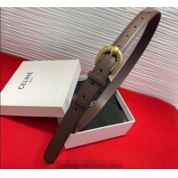 Luxury Cheap Celine Calfskin Leather Belt 3cm with Pin Buckle CE091102 Dark Brown 2025