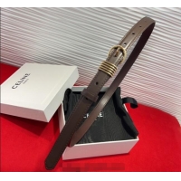 Low Cost Celine Calfskin Leather Belt 2cm with Pin Buckle CE091103 Dark Brown 2025
