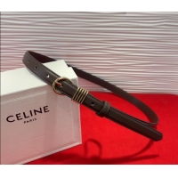 Low Cost Celine Calfskin Leather Belt 2cm with Pin Buckle CE091103 Dark Brown 2025