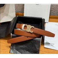 Stylish Discount Celine Triomphe Calfskin Leather Belt 2.5cm with Strass CE091104 Brown/White 2025
