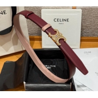 Well Crafted Celine Triomphe Calfskin Leather Belt 2.5cm with Strass CE091104 Burgundy/Pink 2025