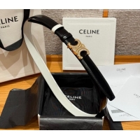 Good Looking Celine Triomphe Calfskin Leather Belt 2.5cm with Strass CE091104 Black/White 2025