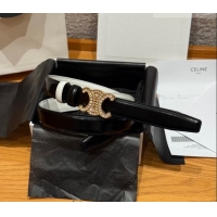 Good Looking Celine Triomphe Calfskin Leather Belt 2.5cm with Strass CE091104 Black/White 2025