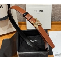 Famous Brand Celine Triomphe Calfskin Leather Belt 2.5cm with Strass CE091104 Brown/Black 2025