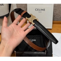 Famous Brand Celine Triomphe Calfskin Leather Belt 2.5cm with Strass CE091104 Brown/Black 2025