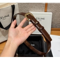 Best Quality Celine Shiny Calfskin Belt 2.5cm with Pin Buckle CE091105 Brown 2025