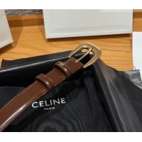 Best Quality Celine Shiny Calfskin Belt 2.5cm with Pin Buckle CE091105 Brown 2025