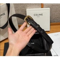 Grade Quality Celine Logo Embossed Calfskin Belt 2.5cm with Pin Buckle CE091105 Black 2025
