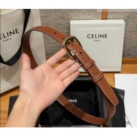 Luxury Cheap Celine Logo Embossed Calfskin Belt 2.5cm with Pin Buckle CE091105 Brown 2025