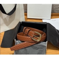 Luxury Cheap Celine Logo Embossed Calfskin Belt 2.5cm with Pin Buckle CE091105 Brown 2025