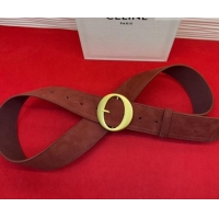 Classic Promotional Celine Twin Triomphe Belt 4.5x105cm with Round Buckle in Suede 6018 Red 2026