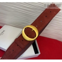 Classic Promotional Celine Twin Triomphe Belt 4.5x105cm with Round Buckle in Suede 6018 Red 2026